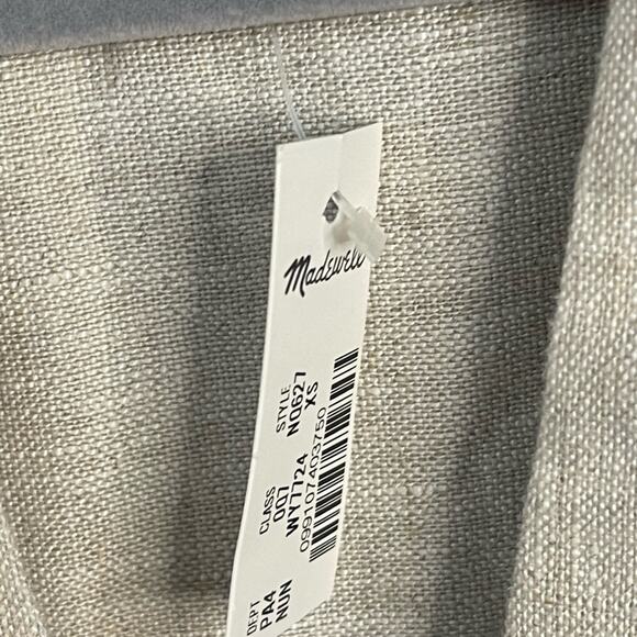 Madewell‎ V-Neck 100% Linen Mini Dress in Natural Undyed Size XS NWT - Picture 9 of 12